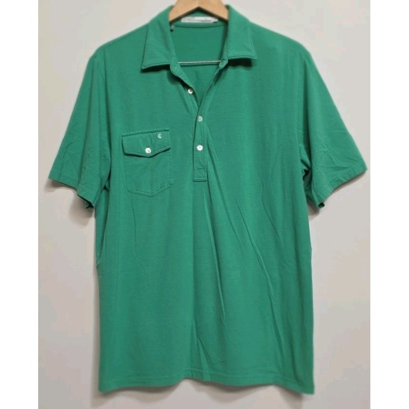 Croquet Polo Tennis Shirt Size L Mens Green Short Sleeve Golf Sport Pocket.